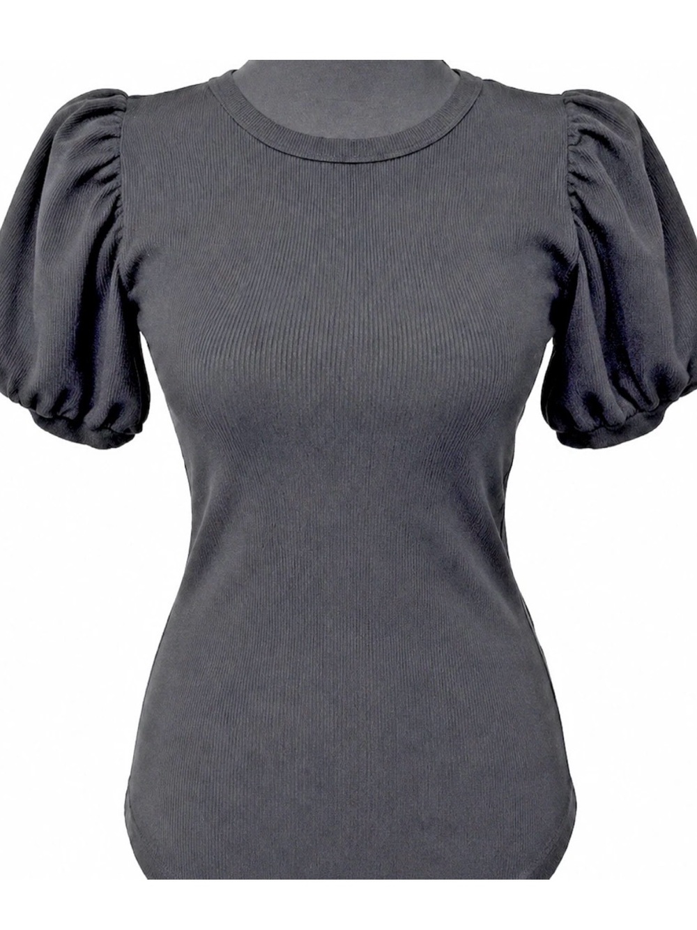 Anthropologie Black Puff Sleeve Stretch T-Shirt Women Small NEW